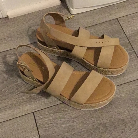 Platform ankle sandals tan - Picture 2 of 5